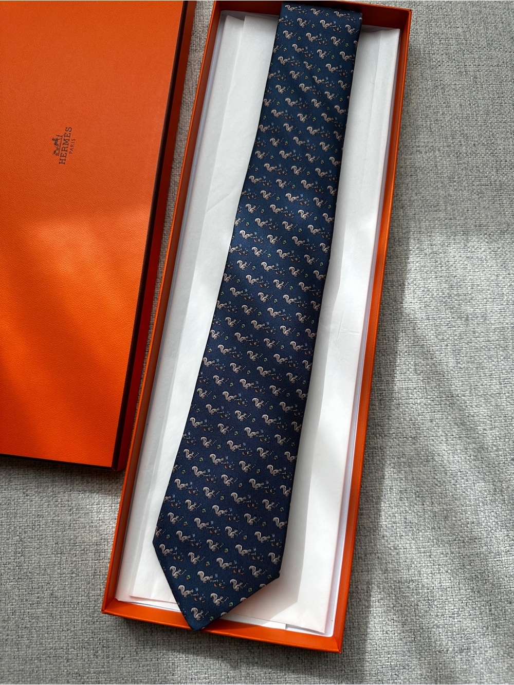 Hermes Ecureuil Marteau Tie with Squirrels